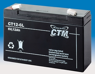 CTM CT 12-6L AGM Blei Batterie | 12 Ah - 6 Volt