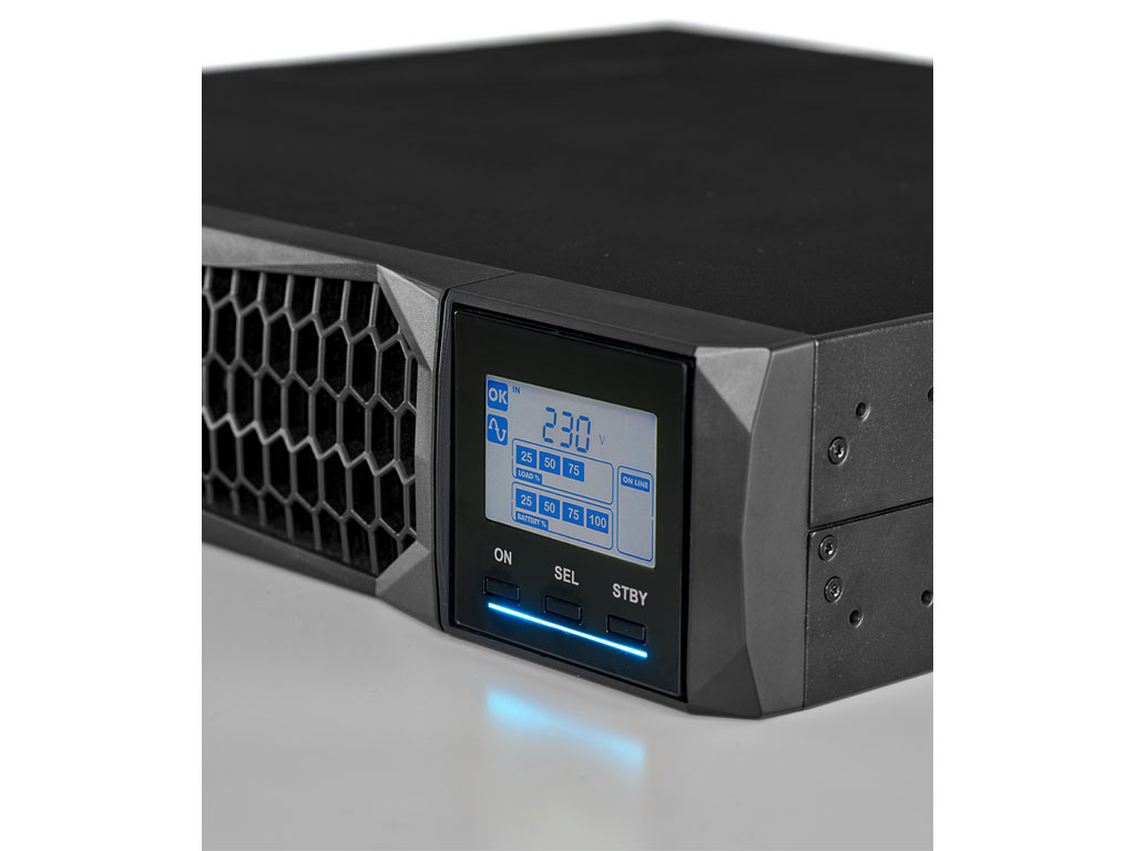 Riello USV Sentinel Dual2 SD2 3000 ER | Online Doppelwandler 3000 VA / 3000 W | Tower oder 19-Zoll-Rack, ohne interne Batterien, Autonomie über externe Batterieschränke